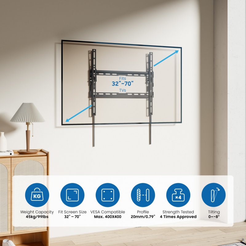 SOPORTE EWENT DE PARED PARA TV EASY TILT L 32 - 75" VESA MAX. 600X400