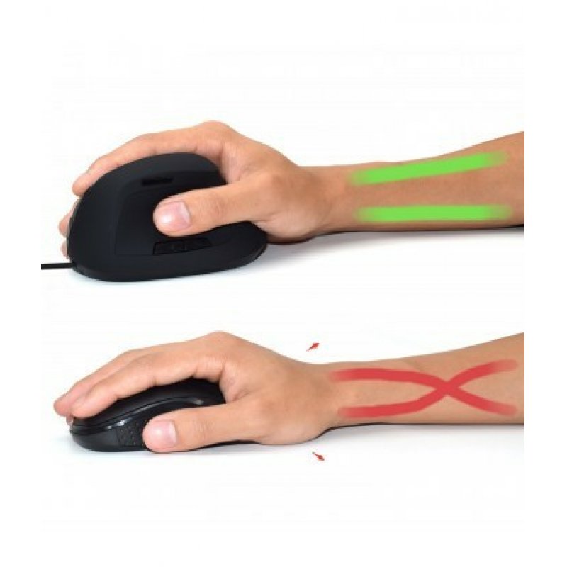 RATON EWENT OPTICO VERTICAL/ERGONOMICO USB2.0 800-1200-1800 PPP 5 BOTONES NEGRO