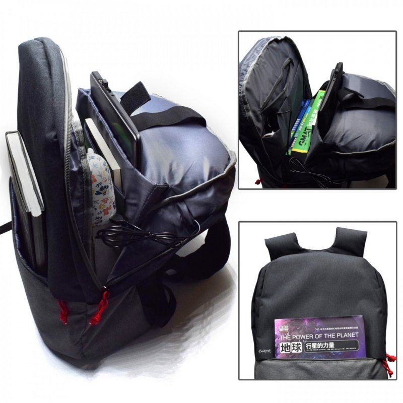 MOCHILA EWENT PARA PORTATIL- 17.3'' NEGRA CON PUERTO DE CARGA USB
