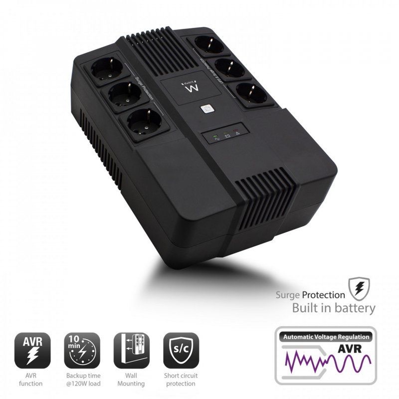 Ewent EW3945 alimentation d'énergie non interruptible Interactivité de ligne 0,6 kVA 360 W 1 sortie(s) CA