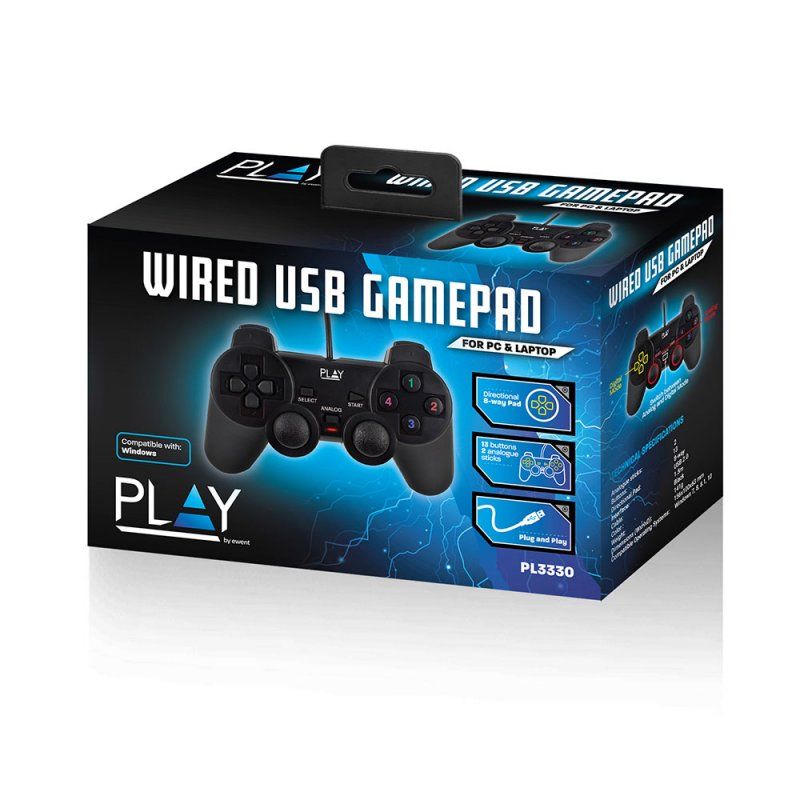 Ewent Play Black USB 2.0 Gamepad Analogue / Digital PC