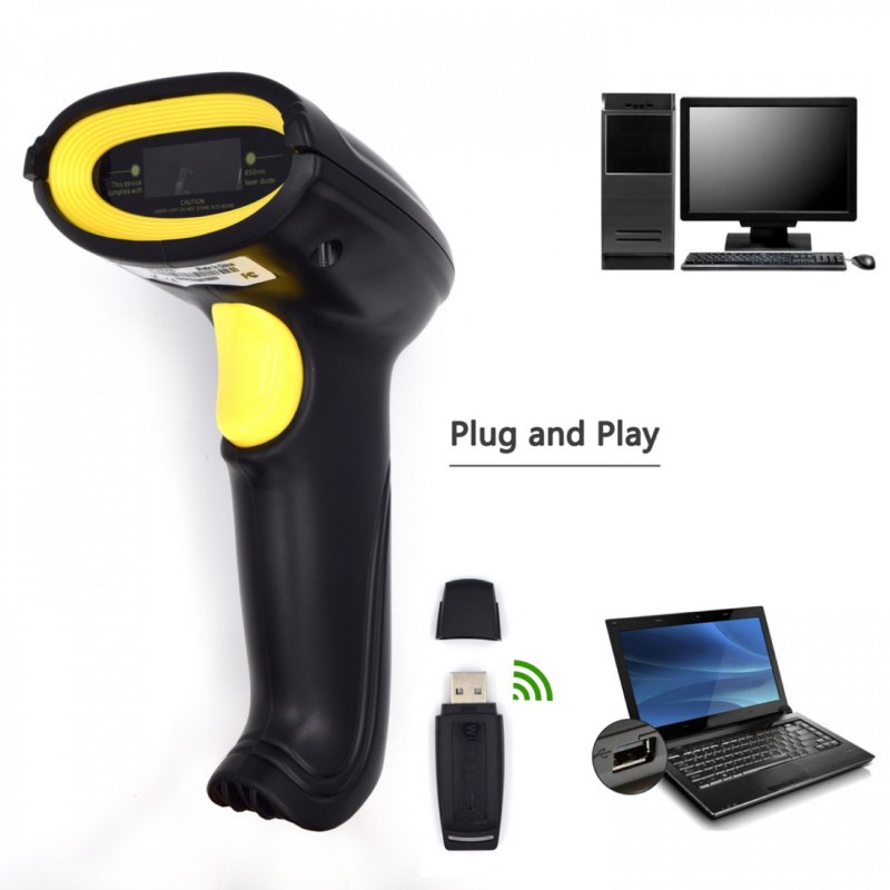 Ewent EW3430 barcode reader Handheld bar code reader 1D LED Black