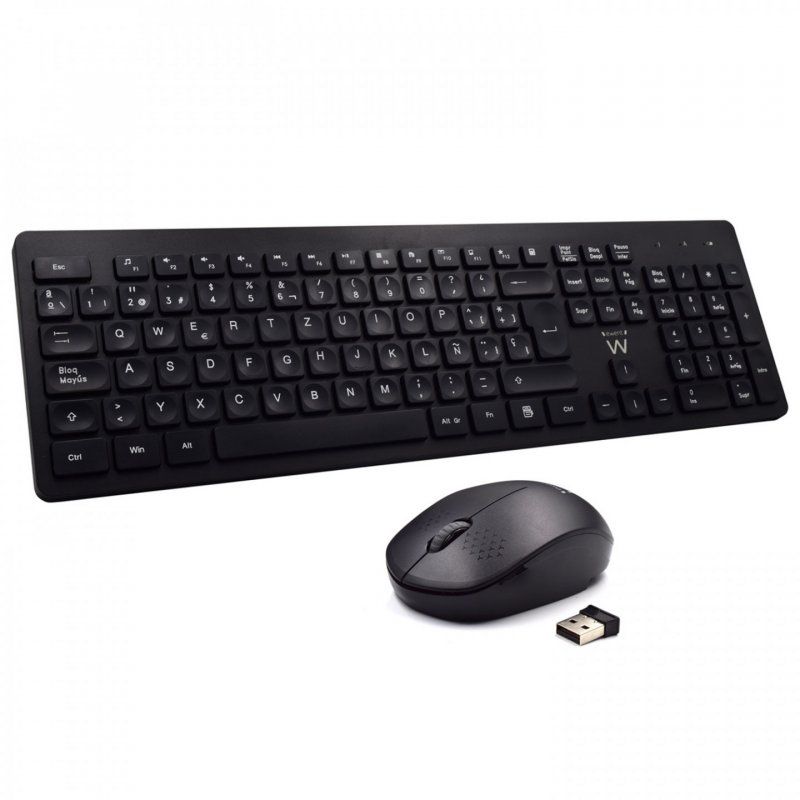 Ewent EW3256 clavier Souris incluse RF sans fil QWERTY Espagnole Noir