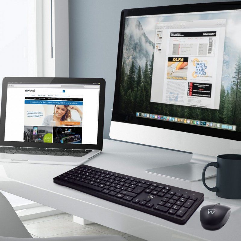 Ewent EW3256 clavier Souris incluse RF sans fil QWERTY Espagnole Noir