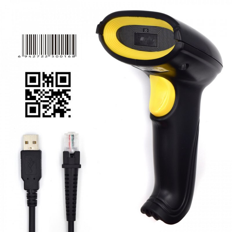 Ewent EW3410 barcode reader Handheld bar code reader 1D/2D LED Black