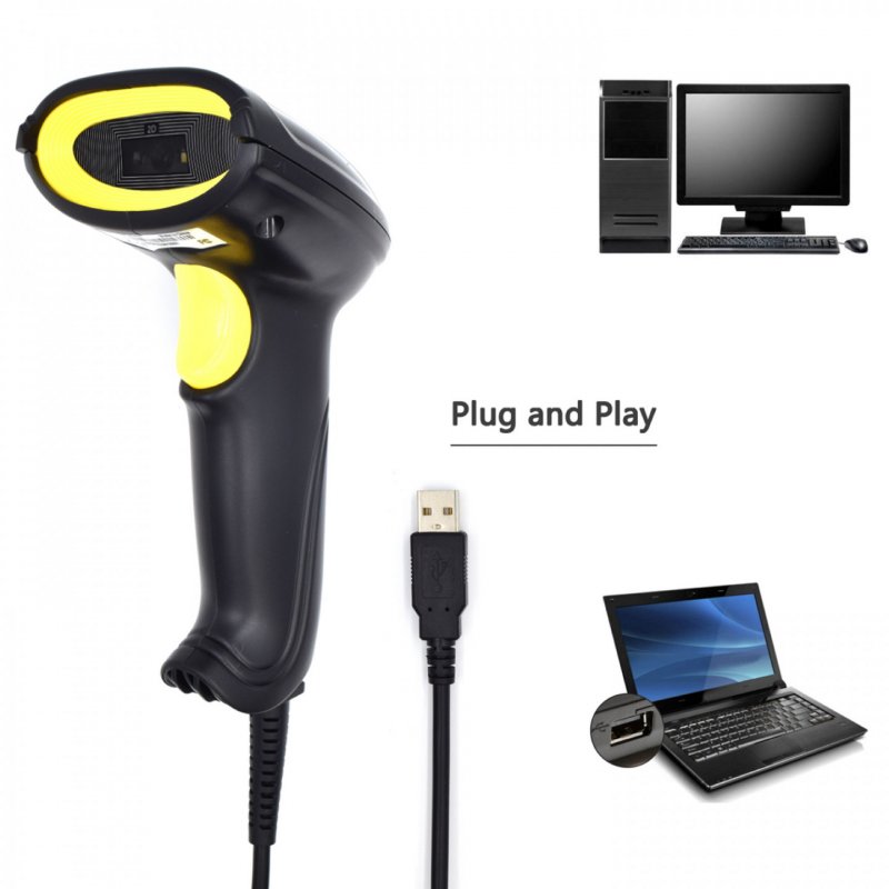 Ewent EW3410 barcode reader Handheld bar code reader 1D/2D LED Black