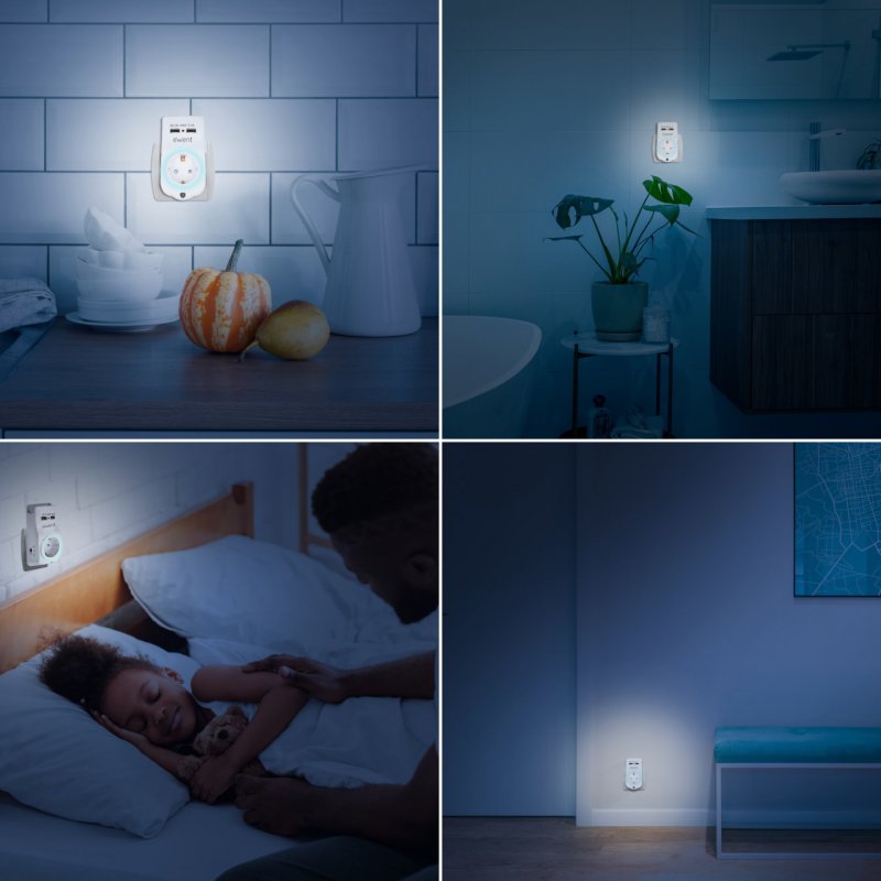 CARGADOR EWENT USB CA 2 PUERTOS 2,4A 12W SHUKO SOPORTE MOVIL Y LUZ NOCTURNA BL