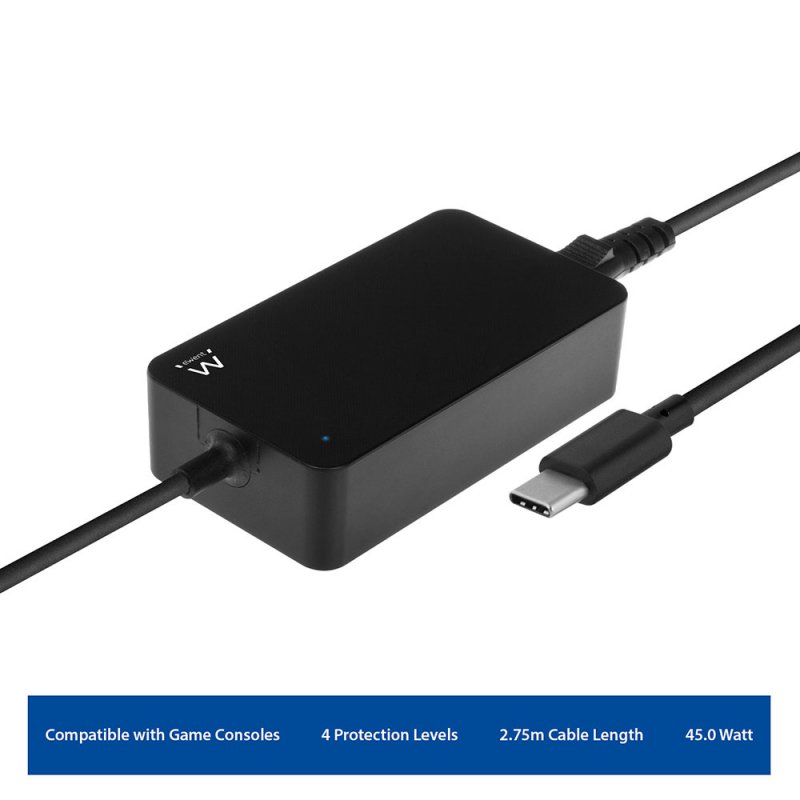 CARGADOR EWENT USB TIPO-C PARA PORTATIL CON PERFILES POWER DELIVERY 45W