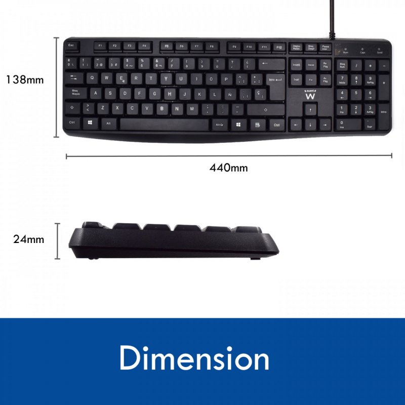 TECLADO EWENT BUSINESS USB CON ESCRITURA SILENCIOSA DISEÑO ES