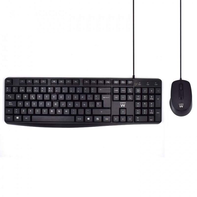 Ewent EW3006 clavier Souris incluse USB QWERTY Espagnole Noir