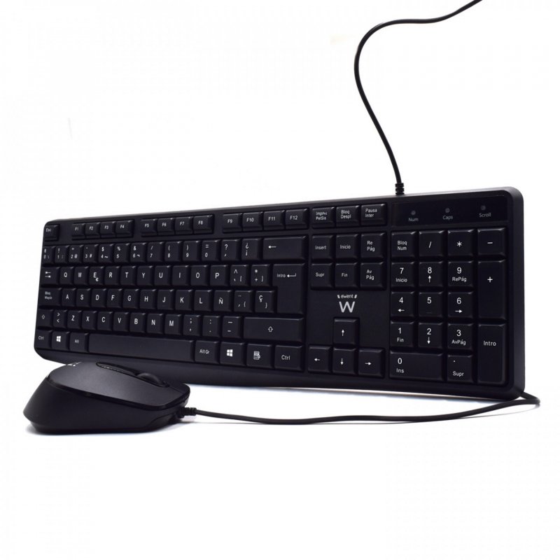 Ewent EW3006 clavier Souris incluse USB QWERTY Espagnole Noir