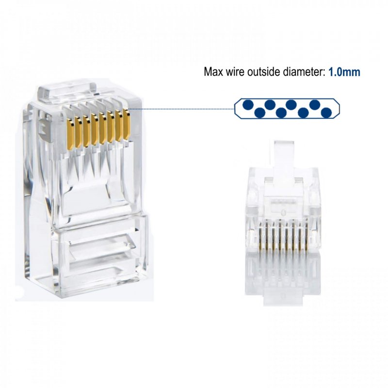 CONECTOR EWENT RJ45 CAT 6 U/UTP PARA CABLE AWG 23-26 15U 100 UND