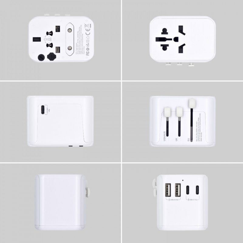 ADAPTADOR EWENT UNIVERSAL DE VIAJE ENCHUFES EU/USA/UK/AUS 2-P USB Y 3 TYPE-C