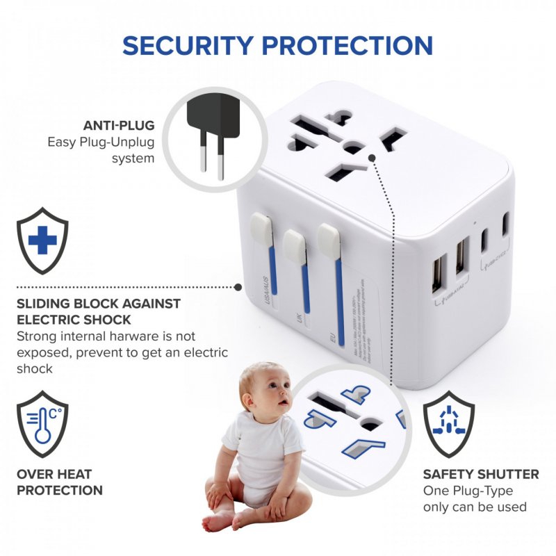 Ewent EW1470 power plug adapter Universal White