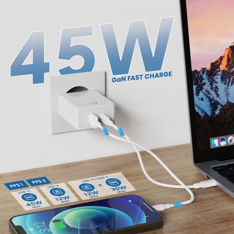 Ewent EW1328 chargeur d'appareils mobiles Universel Blanc Secteur Charge rapide Intérieure