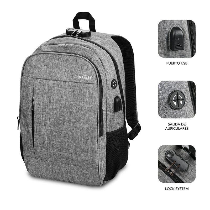 SUBBLIM SUB-BP-1UL0001 backpack Grey Oxford