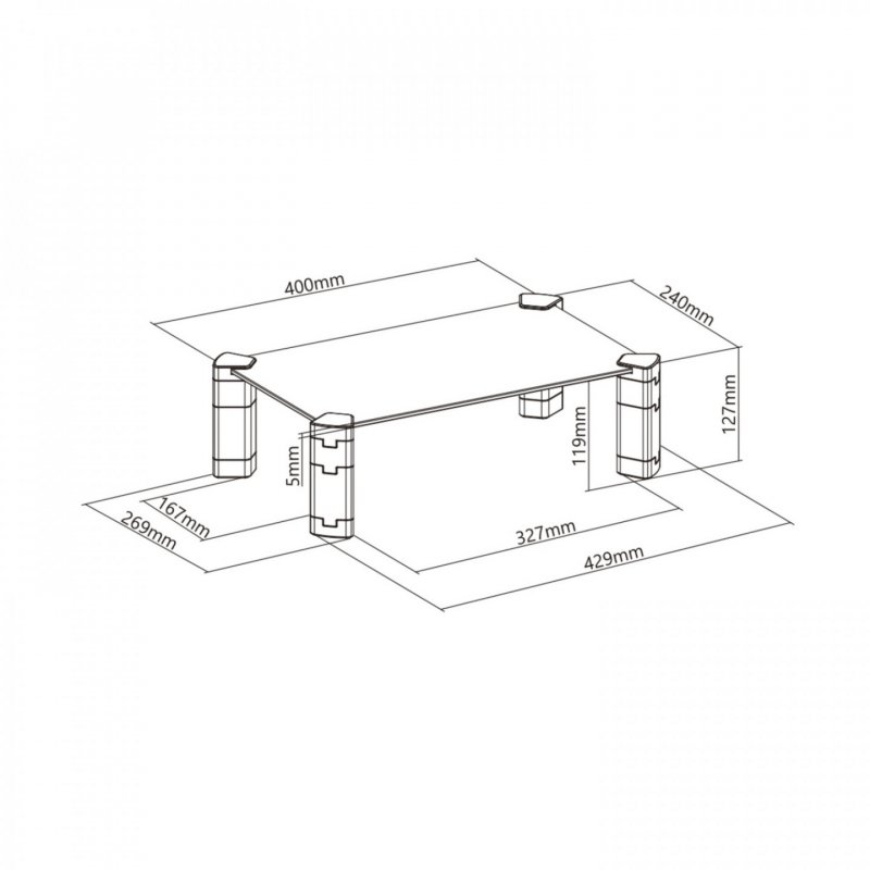AISENS SOPORTE ELEVADOR CRISTAL PARA MONITOR PORTATIL NEGRO