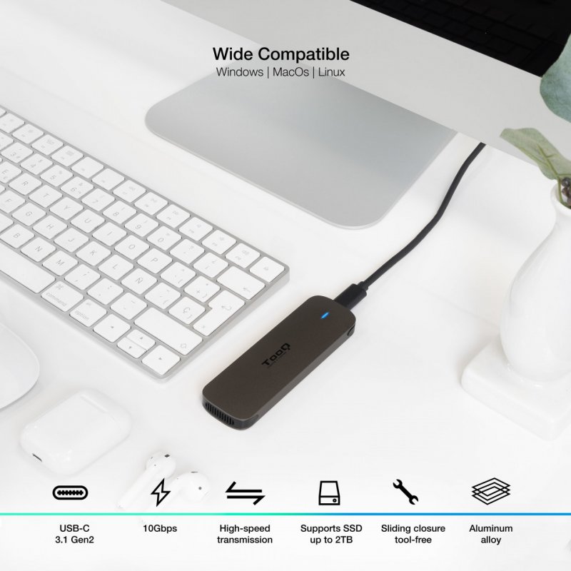 CAJA EXTERNA TOOQ M.2 NGFF USB3.1 GEN1 ALUMINIO MARRON