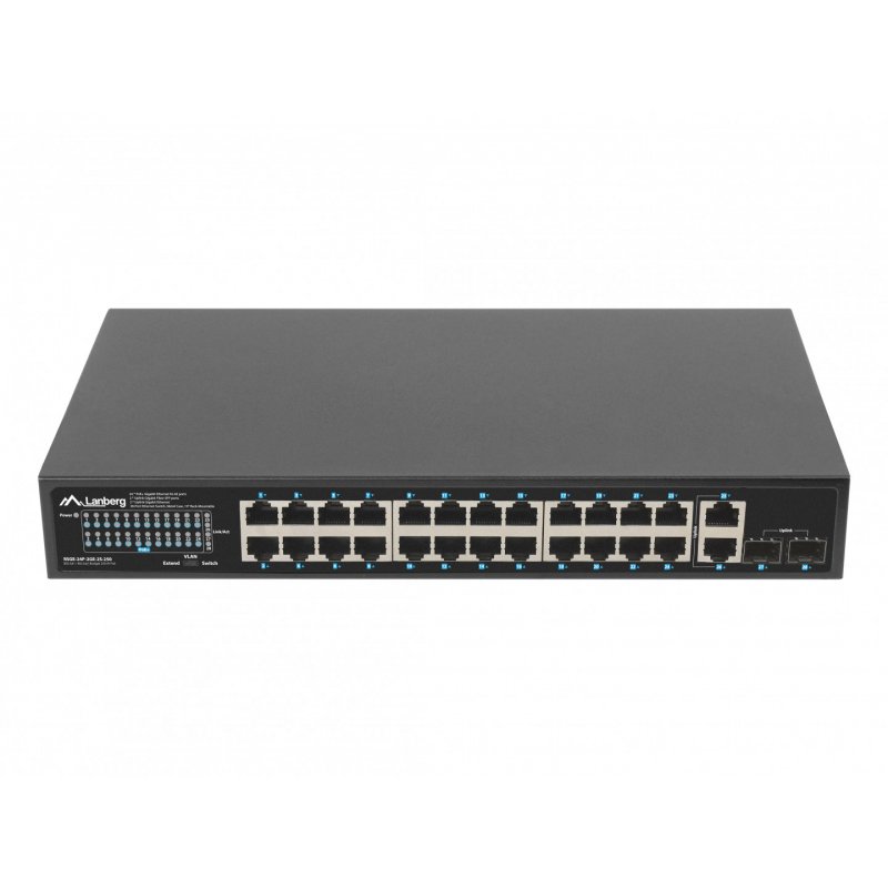 SWITCH LANBERG 24 PTOS 1GB POE /2X SFP 2X GBIT ETHERNET 250W RACK 19"