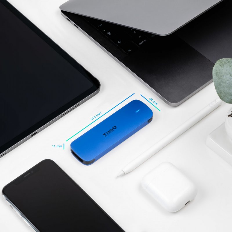 TooQ External M.2 NVMe SSD Enclosure, Blue