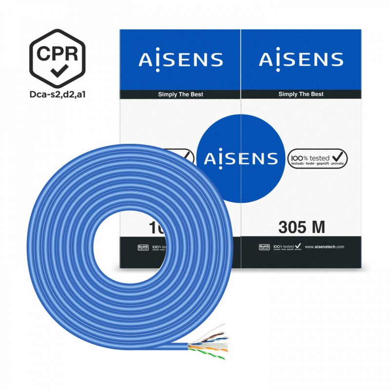AISENS Network Cable RJ45 LSZH CPR Dca CAT.6 UTP AWG24, Blue, 305 m