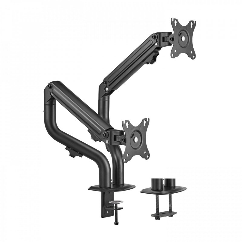 AISENS Table Stand ECO Swivel and Tilt Counterweight for Monitor/TV 8Kg (3 Pivots, 2 Arms) from 17-32, Black