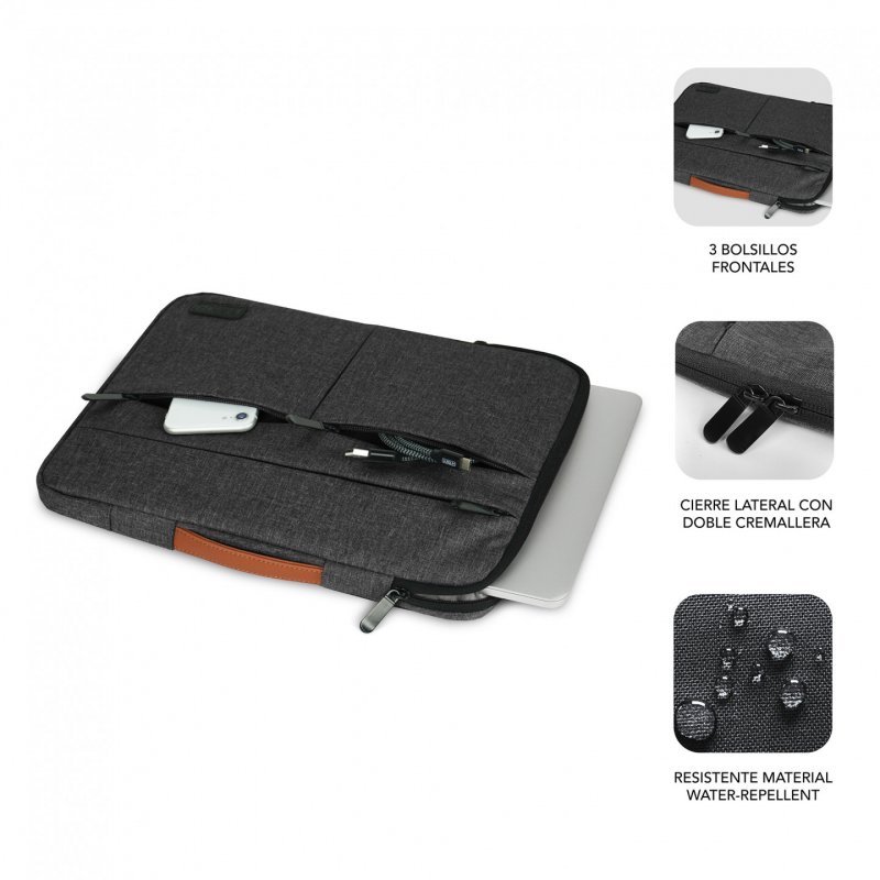 FUNDA PORTATIL SUBBLIM AIR PADDING 360 SLEEVE 15,6" DARK GREY