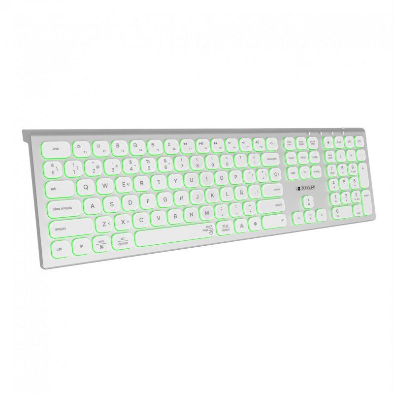 SUBBLIM SUBKB-3MIE300 clavier RF sans fil Bluetooth QWERTY Espagnole Argent, Blanc