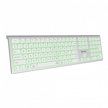 SUBBLIM SUBKB-3MIE300 clavier RF sans fil Bluetooth QWERTY Espagnole Argent, Blanc