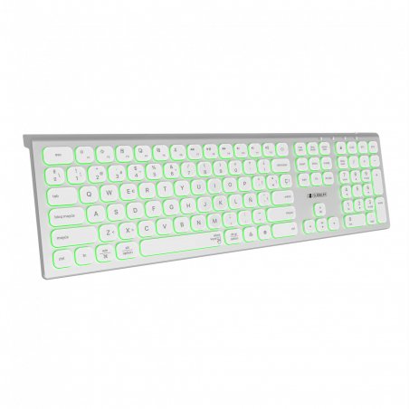 SUBBLIM SUBKB-3MIE300 keyboard RF Wireless Bluetooth QWERTY Spanish Silver, White