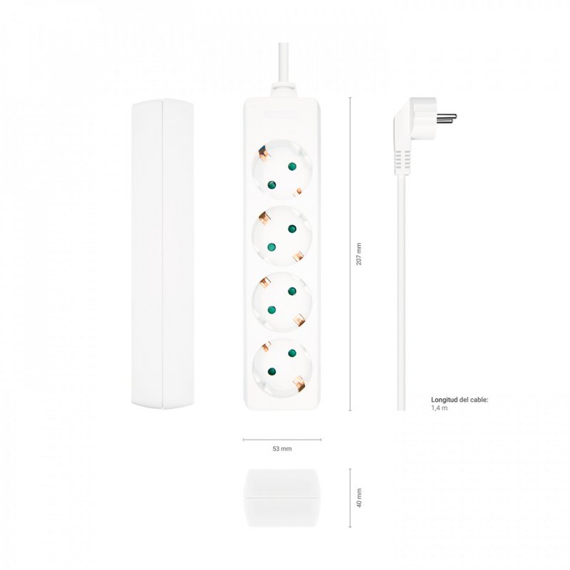 AISENS A154-0533 power extension 1.4 m 4 AC outlet(s) Indoor White