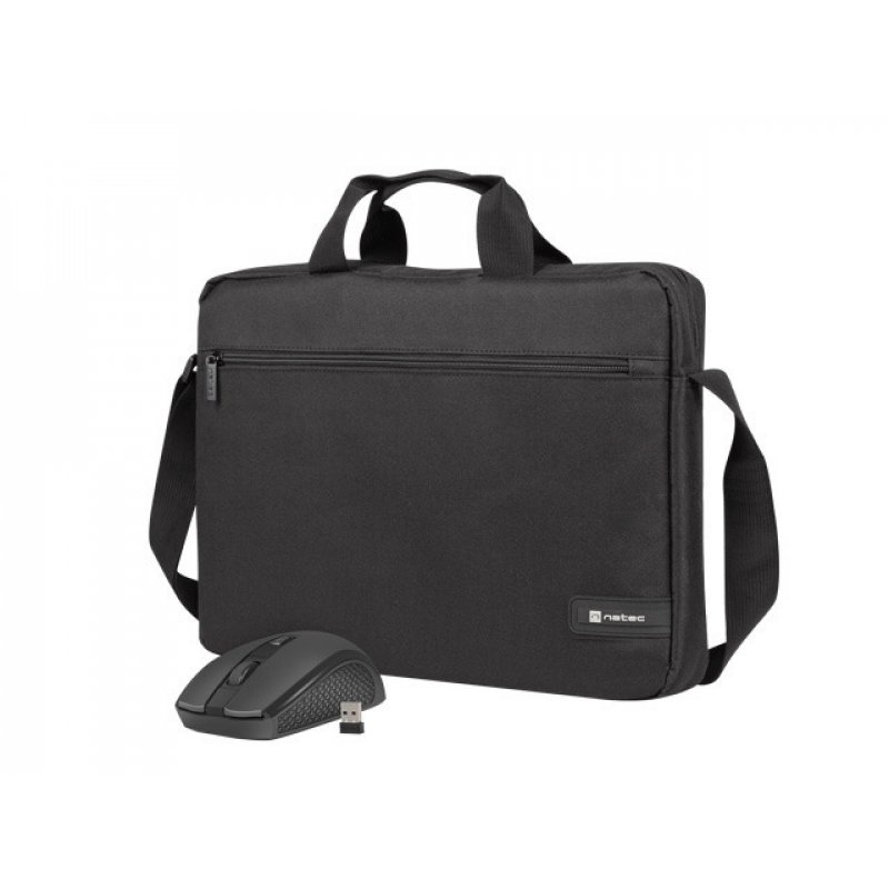 KIT MALETIN NATEC WALLAROO 2 CON RATON WIRELESS NEGRO PARA PORTATIL HASTA 15.6"