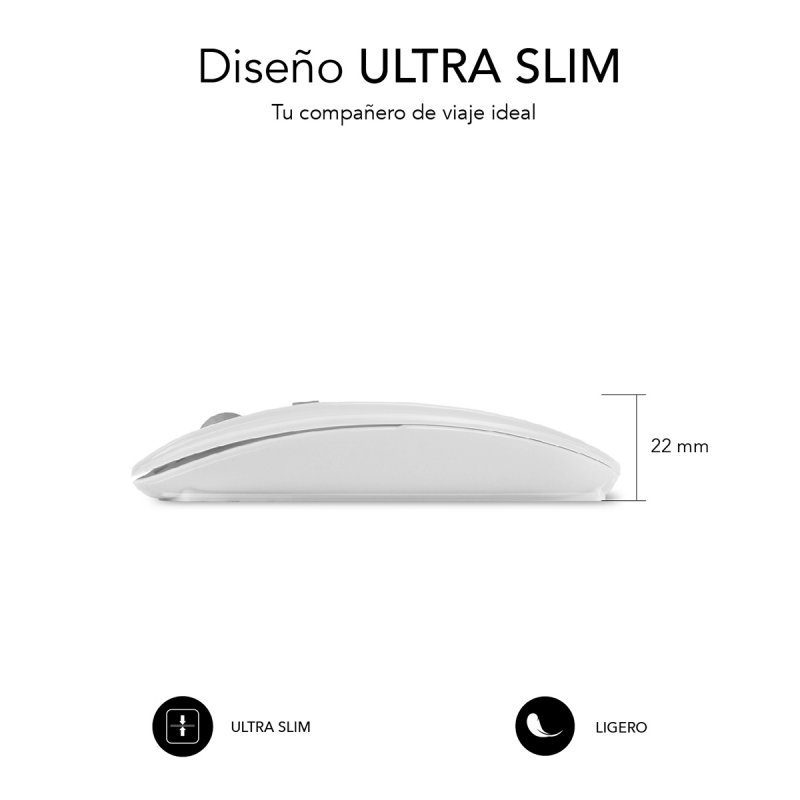 SUBBLIM SUBMO-DFLAT21 souris Ambidextre RF Wireless Bluetooth USB Type-A Optique 1600 DPI