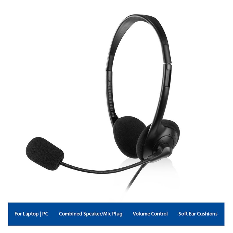 AURICULARES EWENT CHAT MICROFONO-CONTROL DE VOLUMEN CABLE 2M-1 CONECTOR 3.5 MM