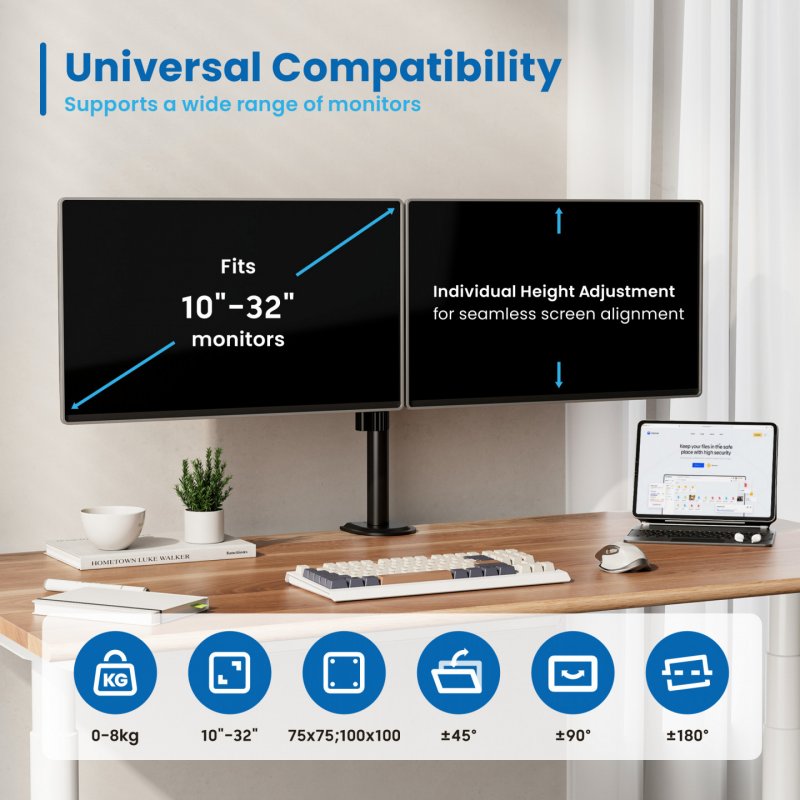 Ewent EW1512 monitor mount / stand 81.3 cm (32") Black Desk