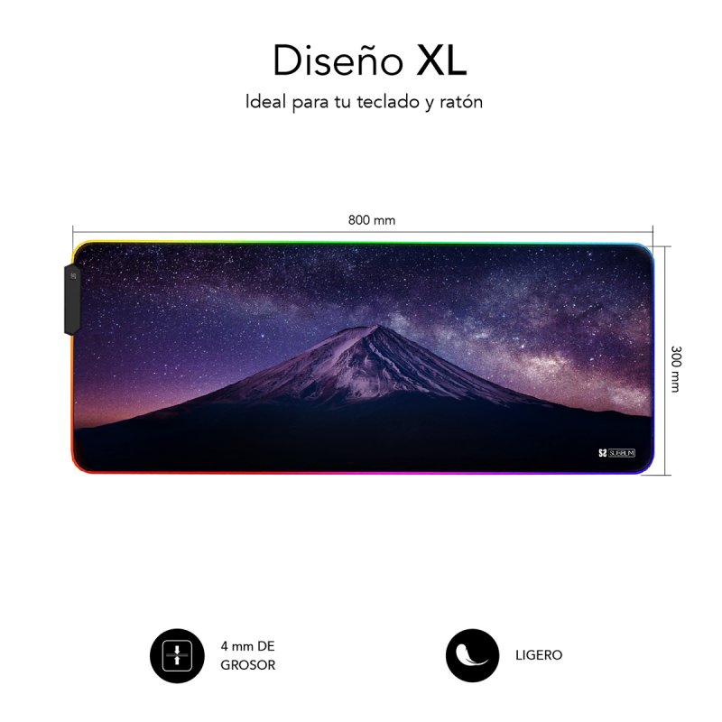 SUBBLIM SUBMP-02RGB11 tapis de souris Tapis de souris de jeu Noir, Multicolore