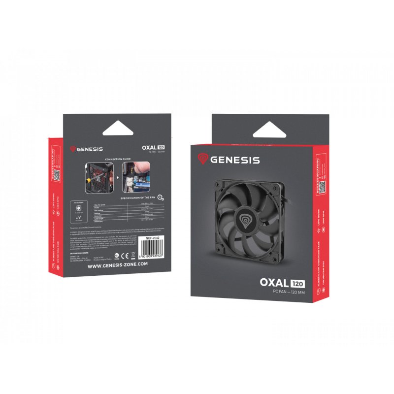 NATEC Oxal 120 Boitier PC Ventilateur 12 cm Noir 1 pièce(s)