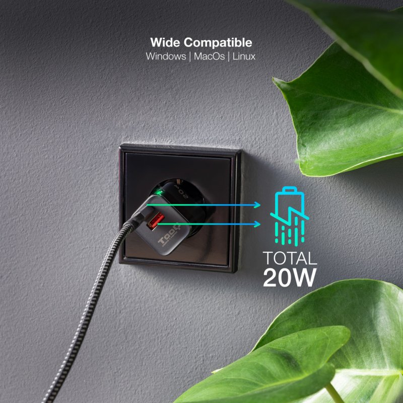 TooQ TQWC-QCPD20 chargeur d'appareils mobiles Universel Noir Secteur Charge rapide Intérieure