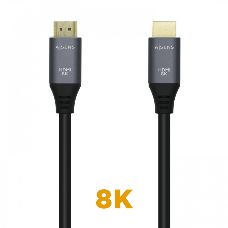 CABLE HDMI AISENS V2.1 ULTRA ALTA VELOCIDAD 8K60HZ M/M 1.0M GRIS NEGRO