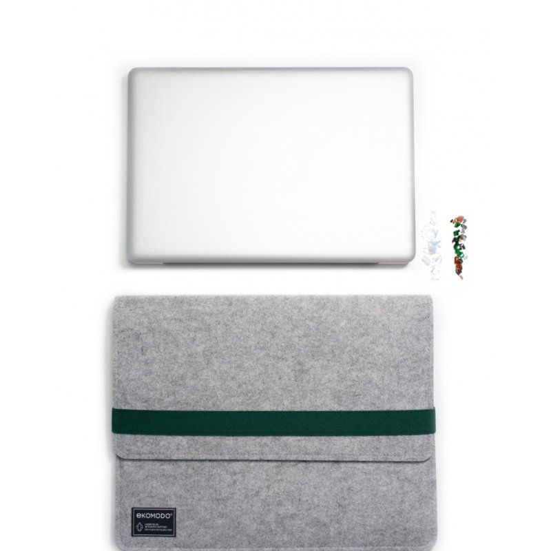EKOMODO HR-014 laptop case 38.1 cm (15") Cover Green, Grey