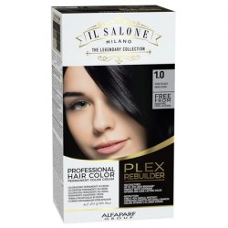 Il Salone Milano Plex Rebuilder Permanent Hair Color Cream 1.0 Pure Black Professional Hair Dye Kit