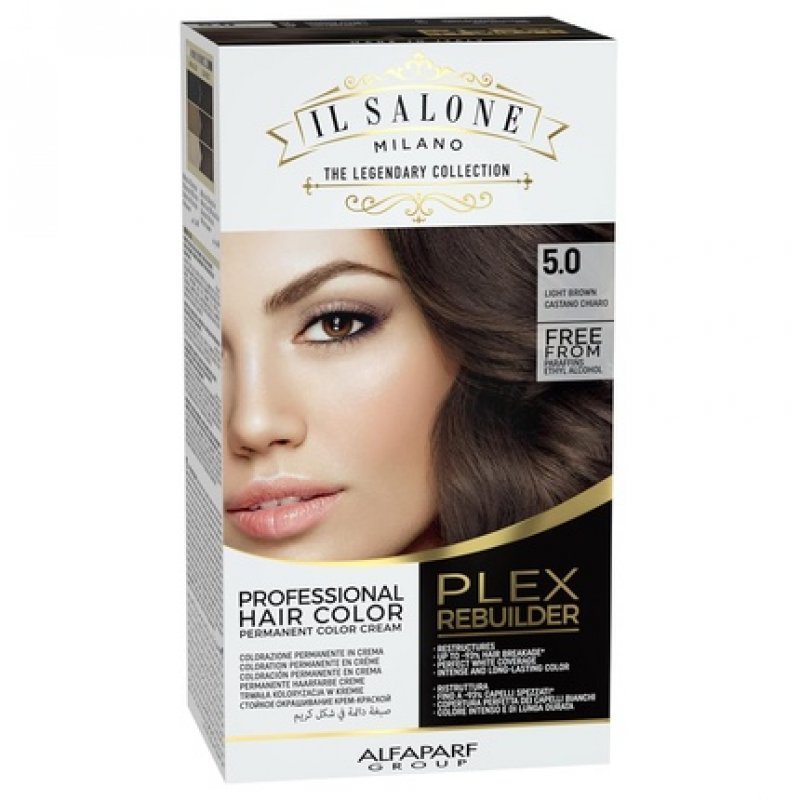 Il Salone Milano Plex Rebuilder Permanent Hair Color Cream 5.0 Light Brown Professional Hair Dye Kit