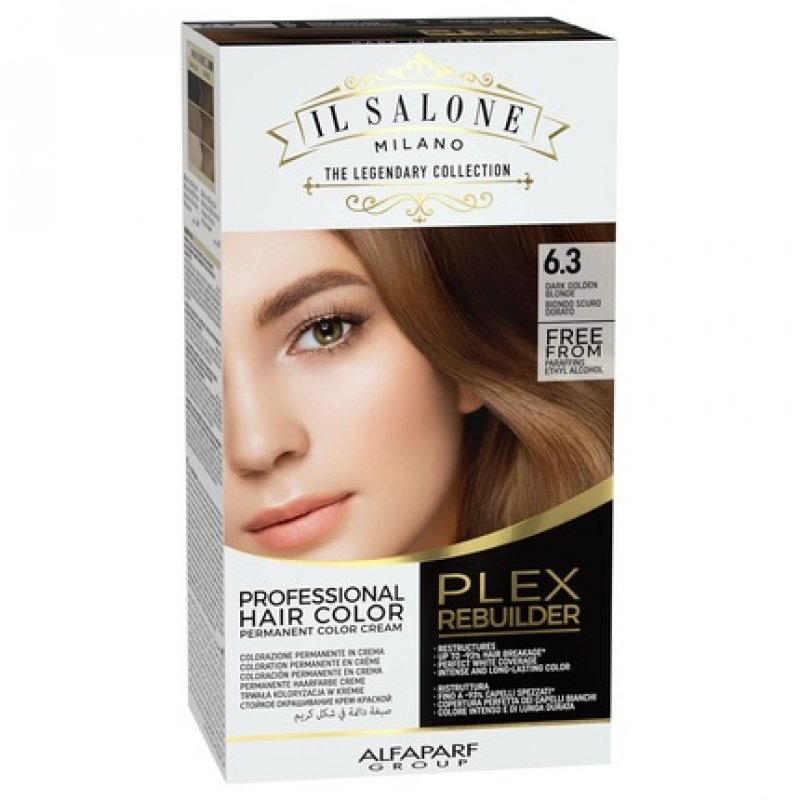 Il Salone Milano Plex Rebuilder Permanent Hair Color Cream 6.3 Dark Golden Blonde Professional Hair Dye Kit