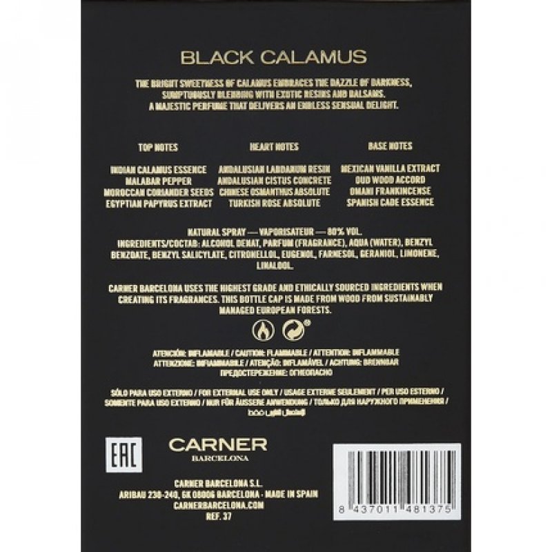 Carner Barcelona Black Calamus Eau De Parfum 50ml