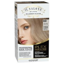 Il Salone Milano Plex Rebuilder Permanent Hair Color Cream 8.0 Light Blonde Professional Hair Dye Kit - Paraffin,