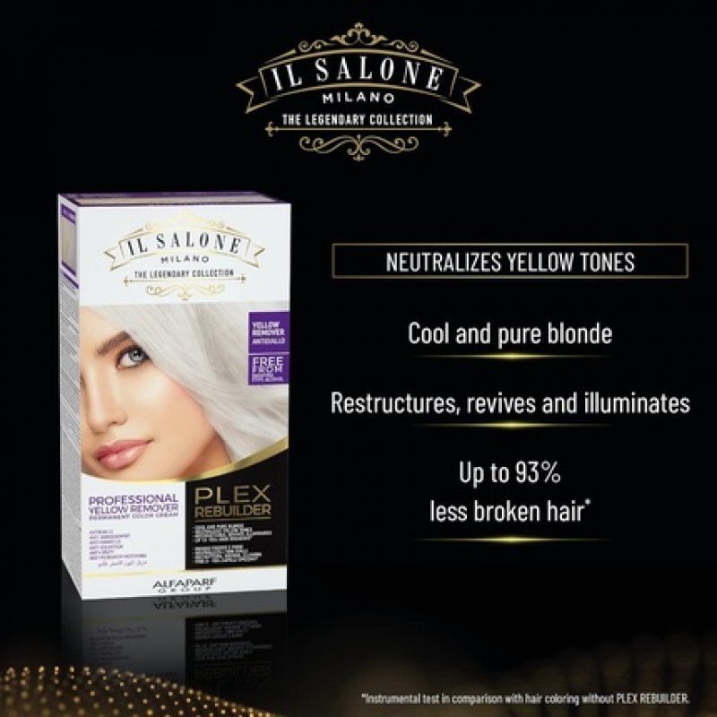 Il Salone Milano Plex Rebuilder Yellow Remover for Blonde Grey White Natural or Colored Hair Professional Hair Dye Kit