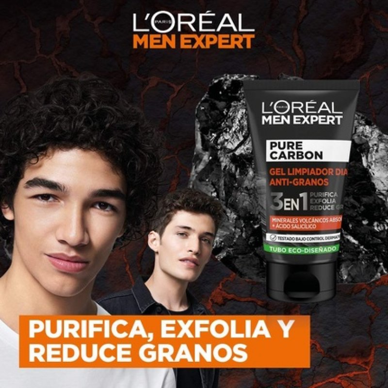L'Oreal Men Expert Pure Charcoal 3in1 Anti-Grain Cleansing Gel 100ml