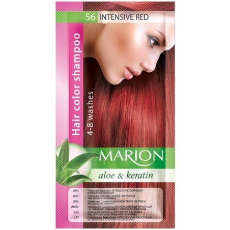 Marion Hair Dye Shampoo in Bag Semi-Permanent Color with Aloe and Keratin 56 Intensive Red