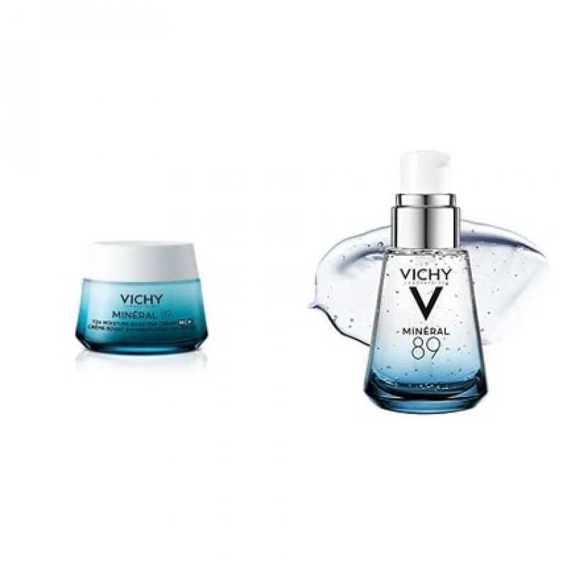 Vichy Mineral 89 Hyaluronic Acid Face Serum and 72h Moisture Boosting Rich Cream