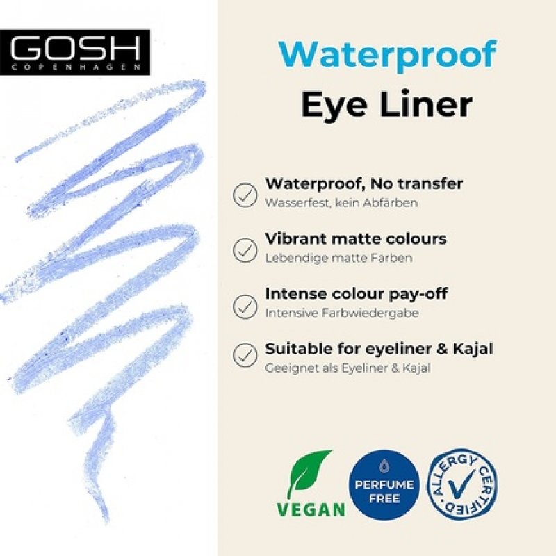 Gosh Matte Eyeliner In Bright Light Blue, Creamy Soft Texture For Easy